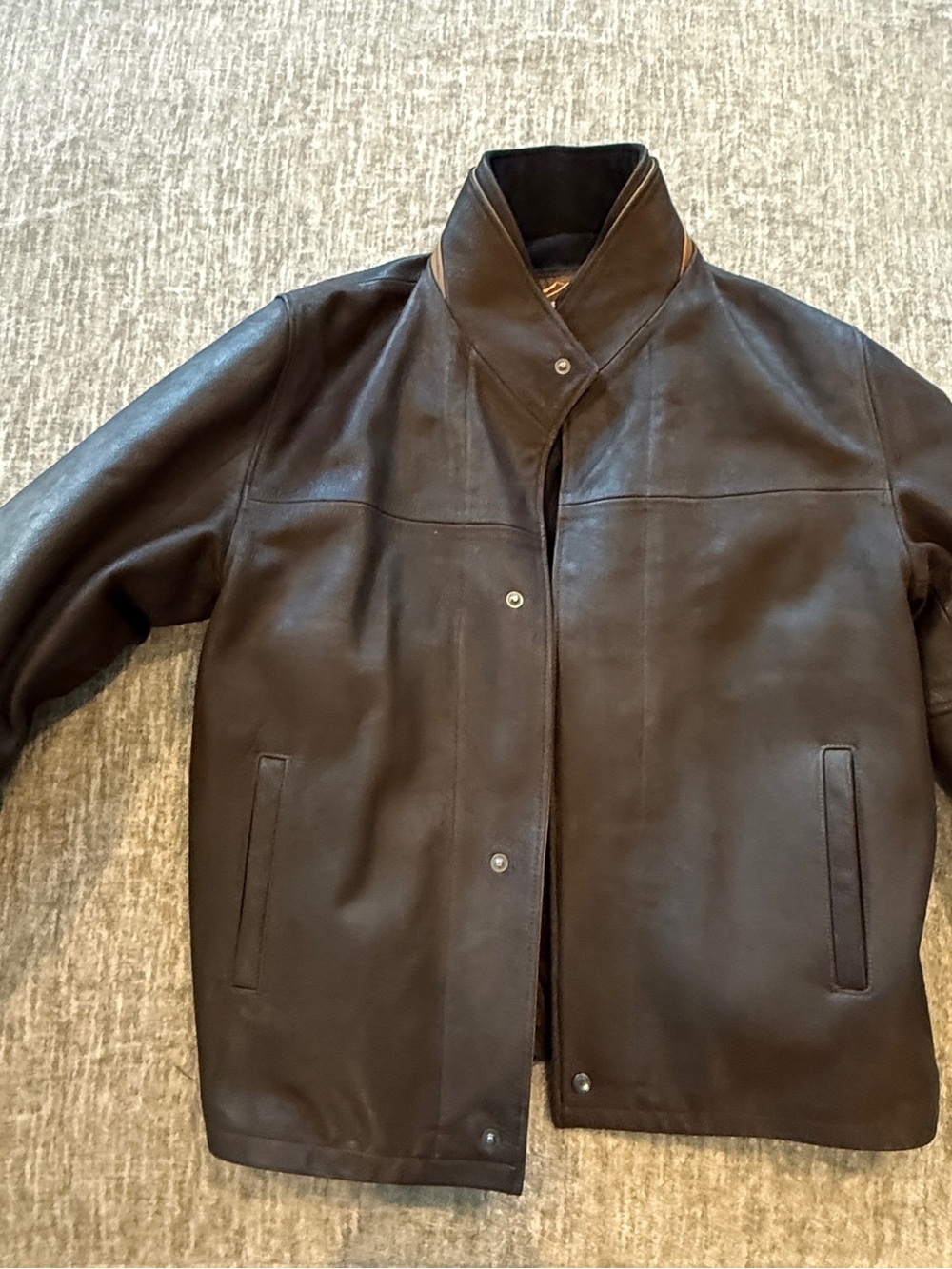 Overland Mens Dark Brown Romano Leather Jacket - Classic Zip-Front Coat